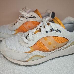 Saucony Shadow 6000 White and Orange Sneakers